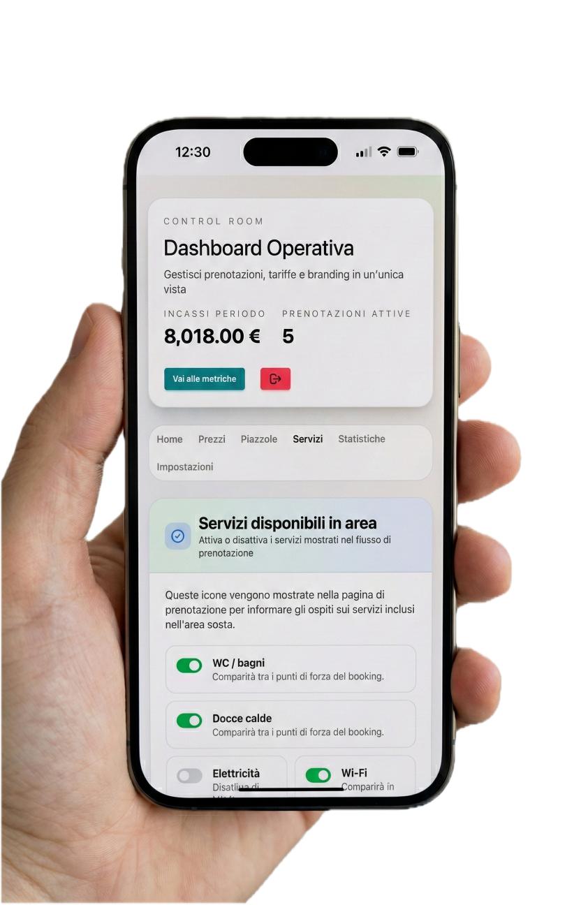 Dashboard CamperGate - Soluzione completa gestione parcheggi camper
