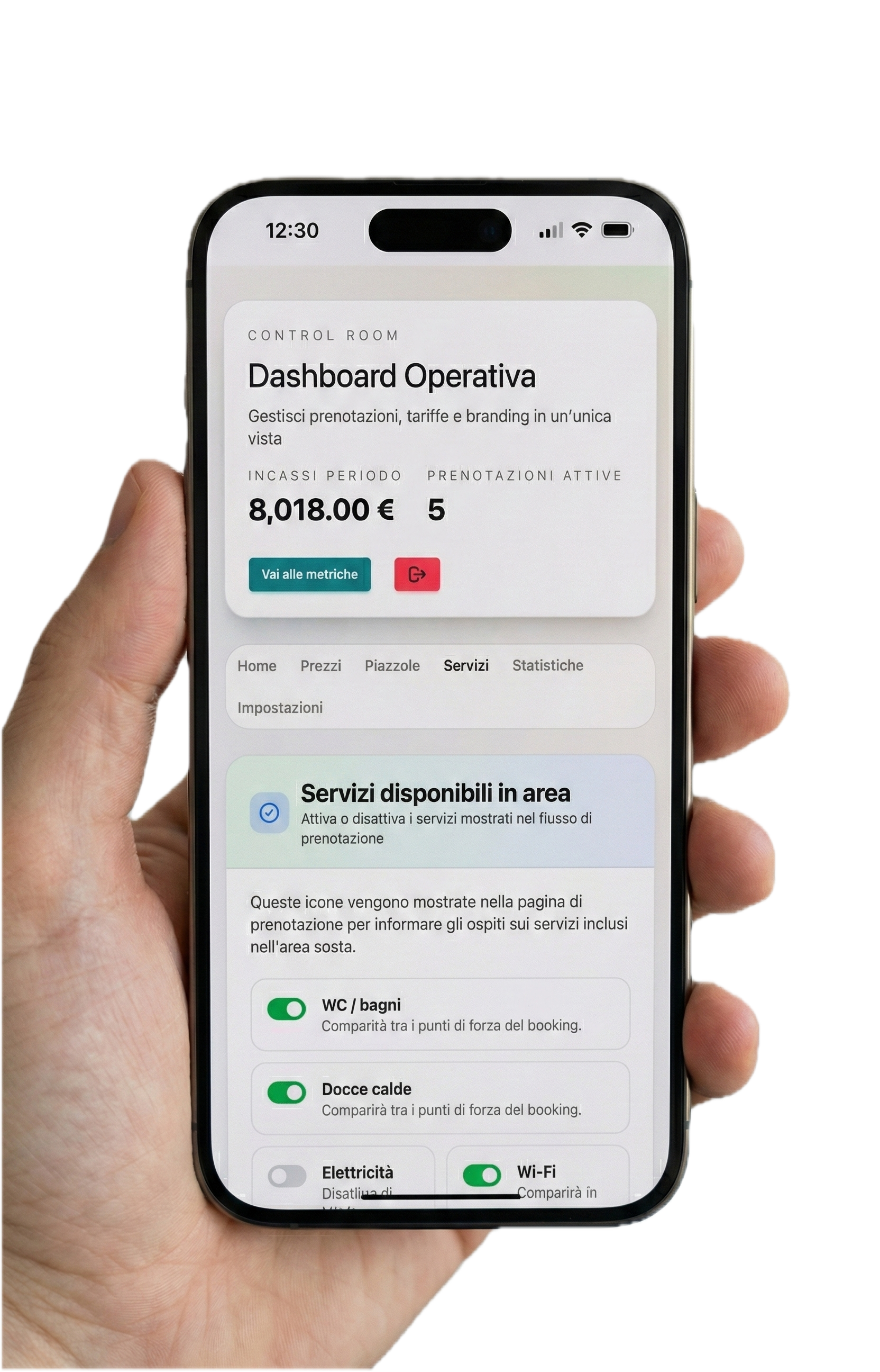 Dashboard CamperGate - Soluzione completa gestione parcheggi camper
