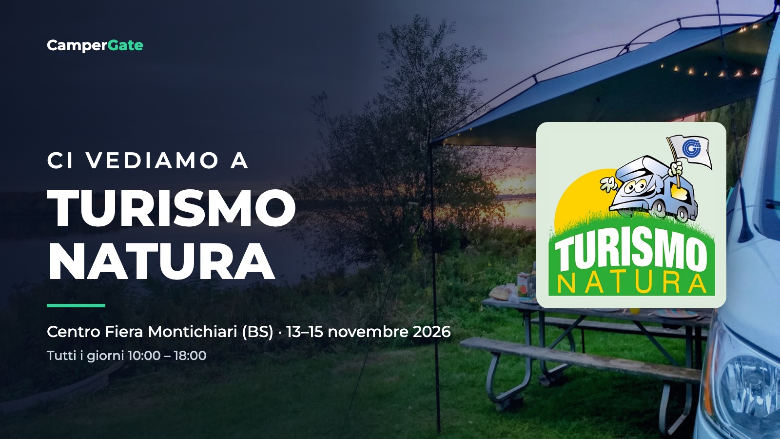 Ci vediamo a Turismo Natura 2026: CamperGate a Montichiari dal 13 al 15 novembre